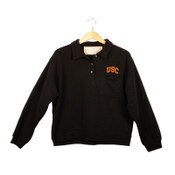USC Trojans Women's Team Trojan Black SC Interlock Embroidered Boyfriend Fleece Top
